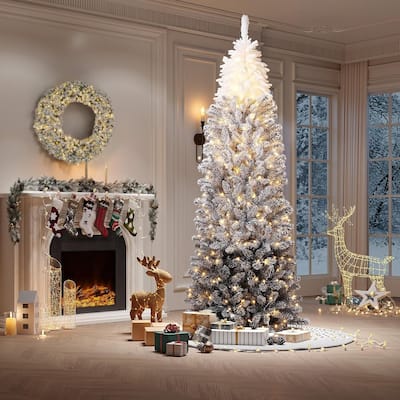 Prelit Black Gradient Snow Flocked Christmas Tree, Xmas Tree - N/A