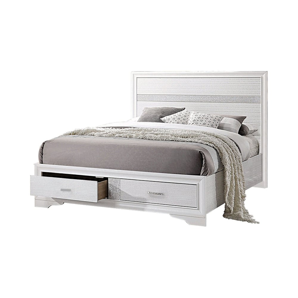 Bed with Two Storage Drawers in White