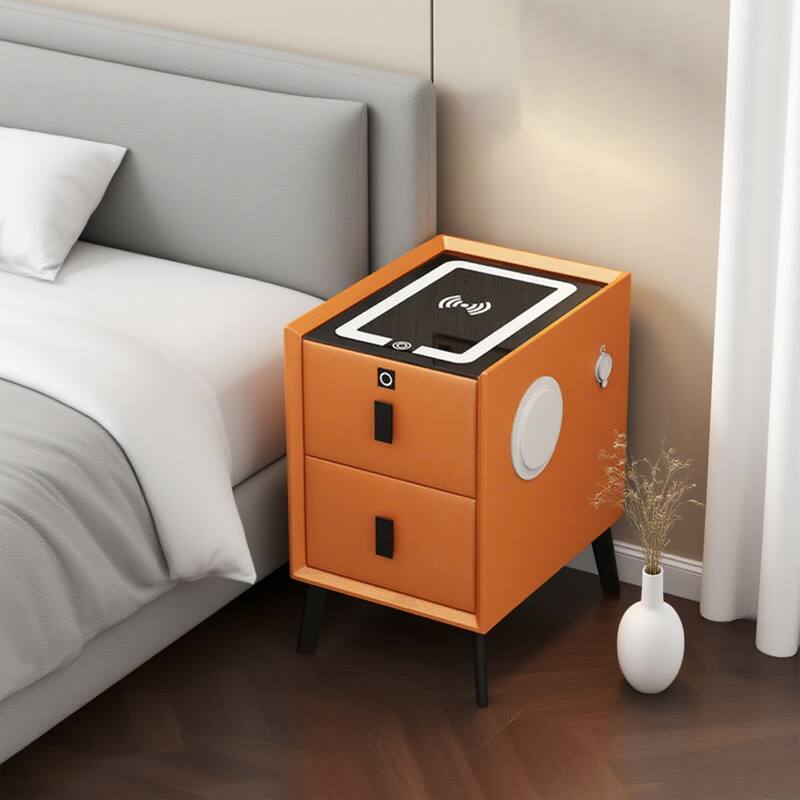 Sunset Orange Smart Nightstand with Wireless Charging