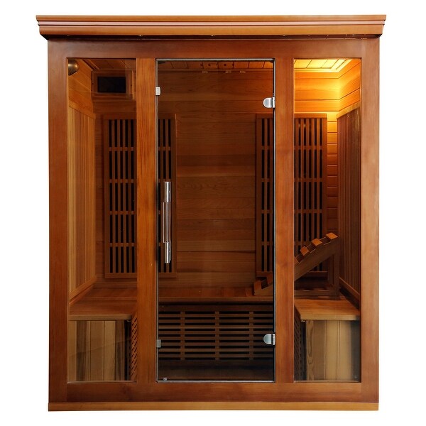 HeatWave Hudson Bay 3-Person Cedar Corner Infrared Sauna with 7 Carbon ...