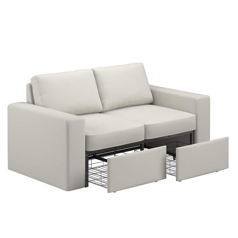 Soma Upholstered Loveseat with 2 Hidden Metal Wire Storage Drawers by iNSPIRE Q Modern