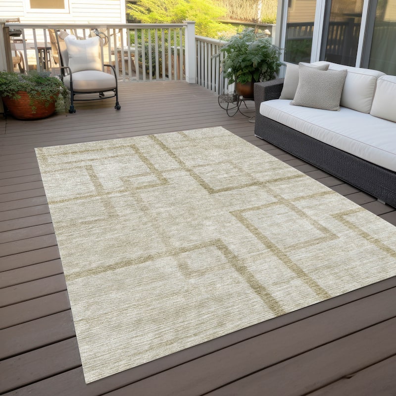 Machine Washable Indoor/ Outdoor Chantille Contemporary Geo Rug
