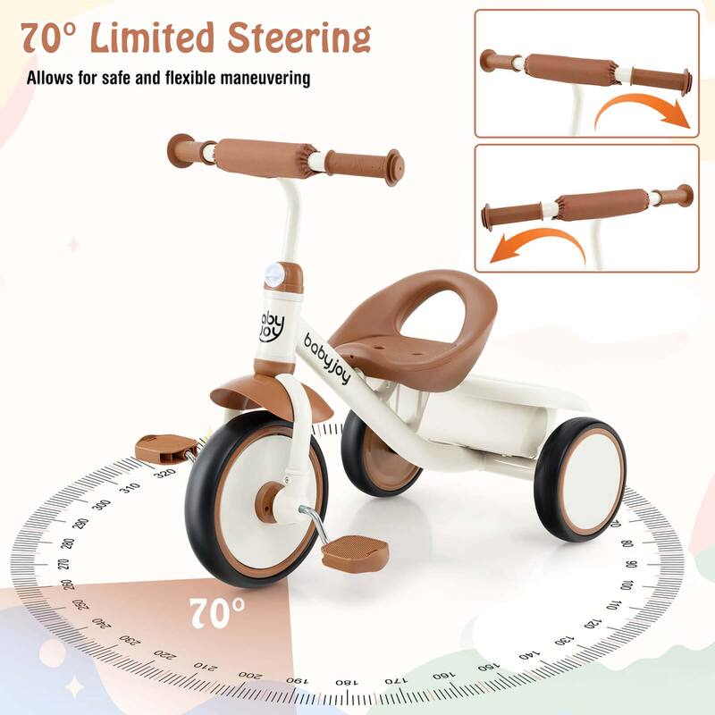 Babyjoy Kids Tricycle Toddler Trike with Adjustable Seat & Storage - See Details