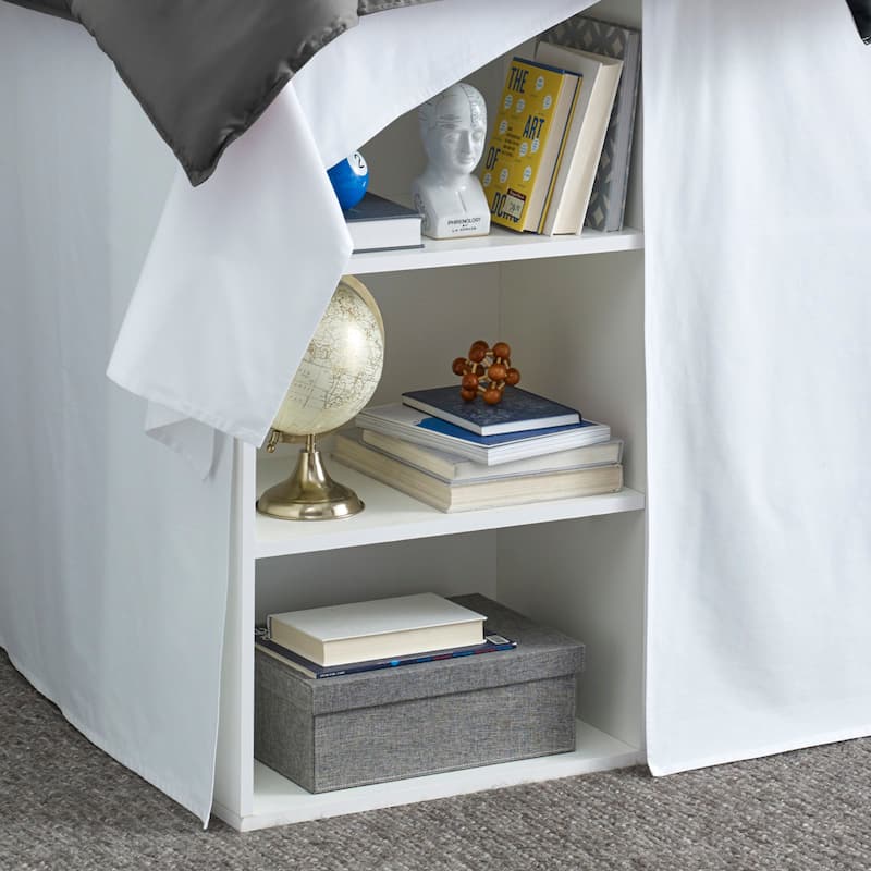 Nautica Solid Cotton White Twin Extra Long Dorm Bedskirt Panel