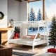 preview thumbnail 1 of 9, Twin XL over Queen Metal Bunk Bed with Ladder and Guardrails, White White