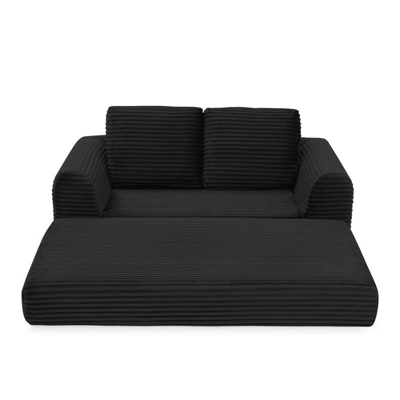 Sofa Bed Sleeper Sofa with 2 Pillows, Black Upholstered Sofa Couch Loveseat 2-Seater Sofa Couch with Armrests