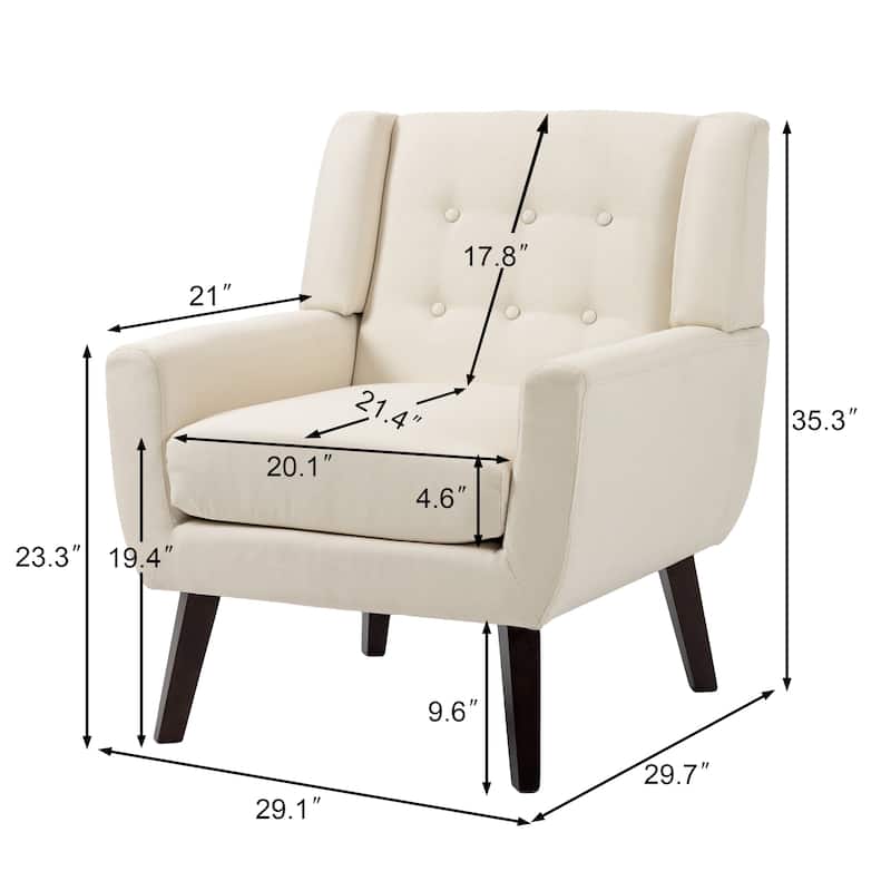 Modern Upholstered Faux Leather Tufted Armchair Linen Accent Chairs