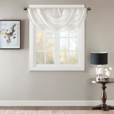 Madison Park Juline Faux Silk Waterfall Embellished Valance - 38 x 46"