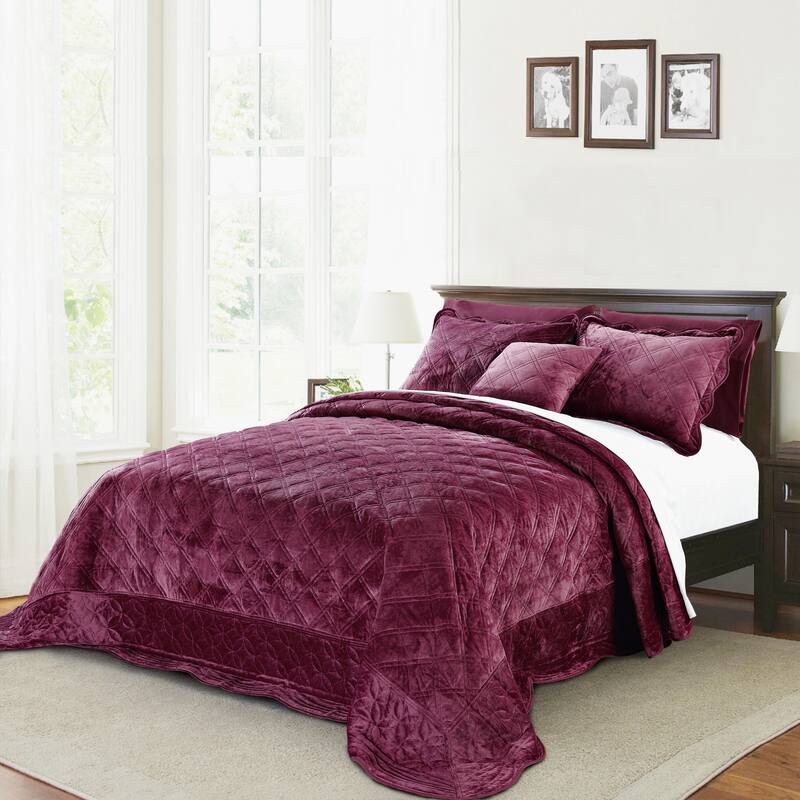 Serenta Supersoft Microplush Quilted 4 Pieces Bedspread Coverlet Set