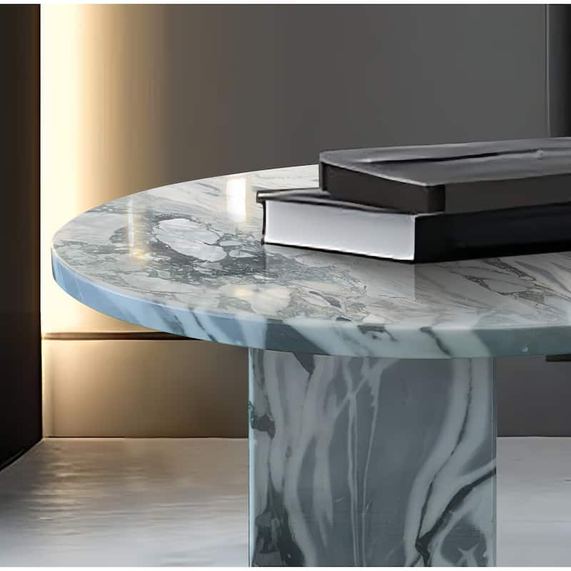 17.7" Natural Marble Stone Coffee Table for Primary Living Space