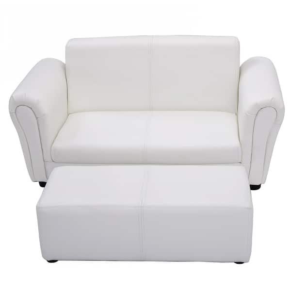 slide 2 of 6, Children Sofa 2 Seat Armrest Chair Lounge with Footstool White