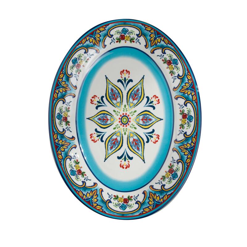 Euro Ceramica Zanzibar 16" Oval Serving Platter - 16.14 in. x 12.2 in. x 1.3 in.