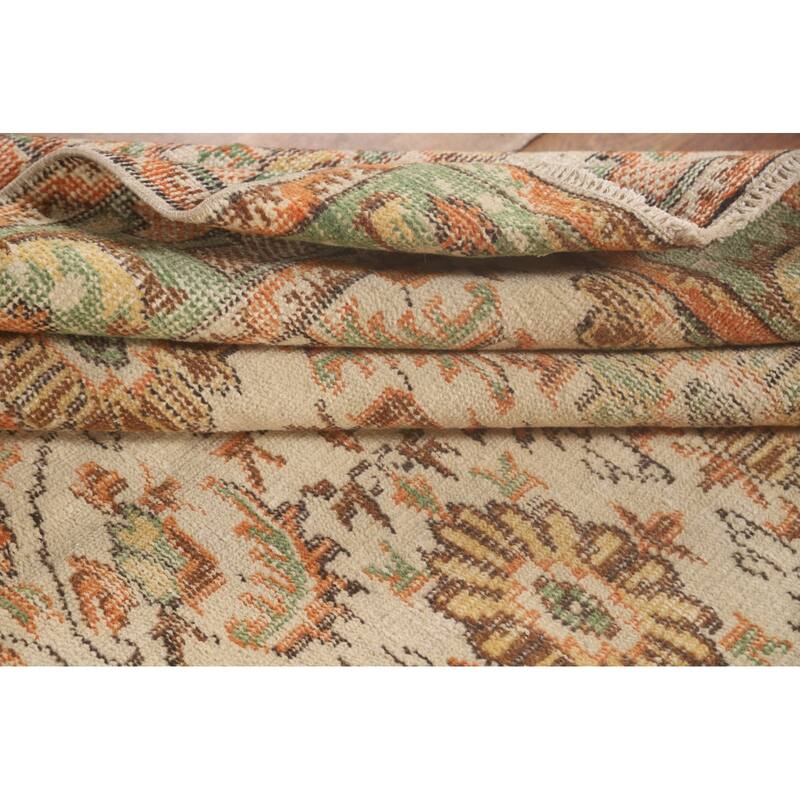 Distressed Sparta Turkish Vintage Area Rug Hand-Knotted Wool Carpet - 5'3"x 8'11"