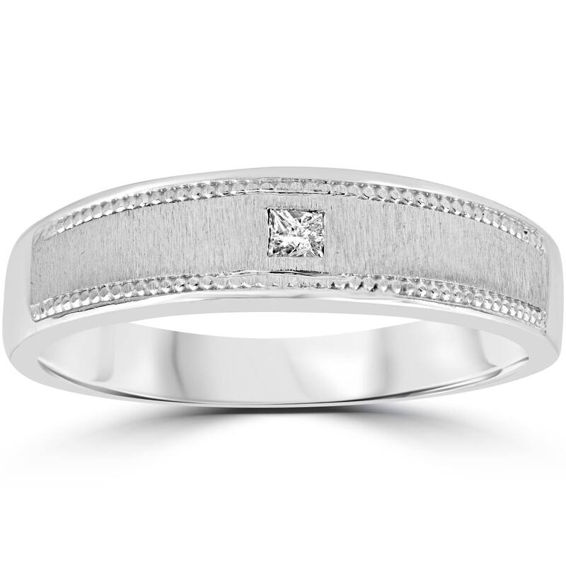 Mens Princess Cut Diamond Wedding Ring White Gold