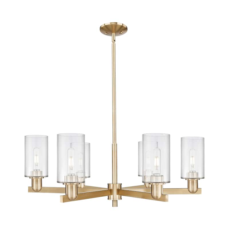 Innovations Lighting Endless Possibilities Arcadia - Clymer - 6 Light 34" Stem Hung Chandelier - Clear/Champagne Bronze