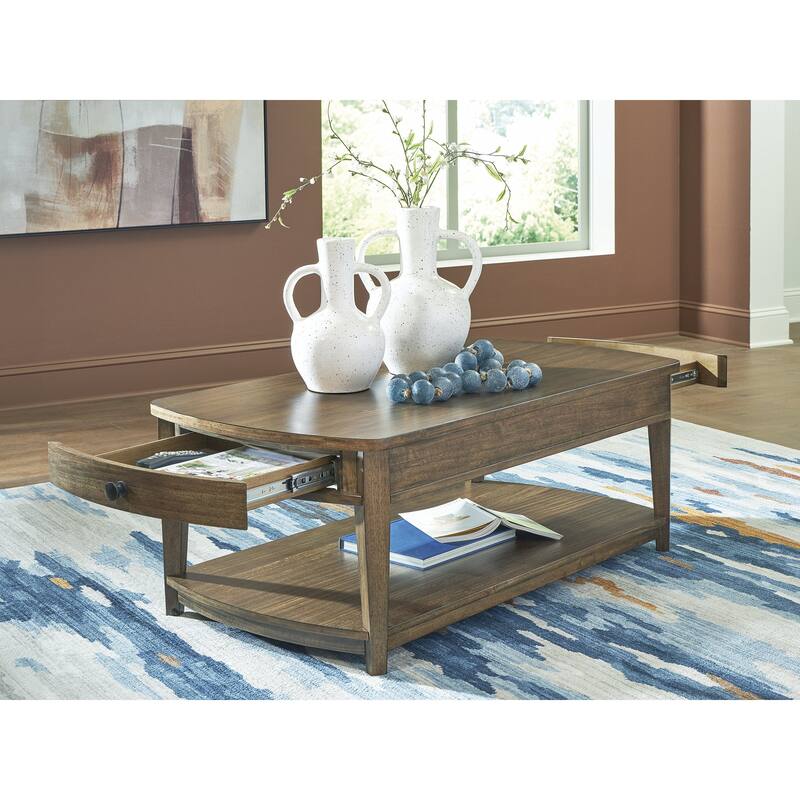 Signature Design by Ashley Burkbyer Brown Coffee Table - 50" W x 26" D x 18.5" H
