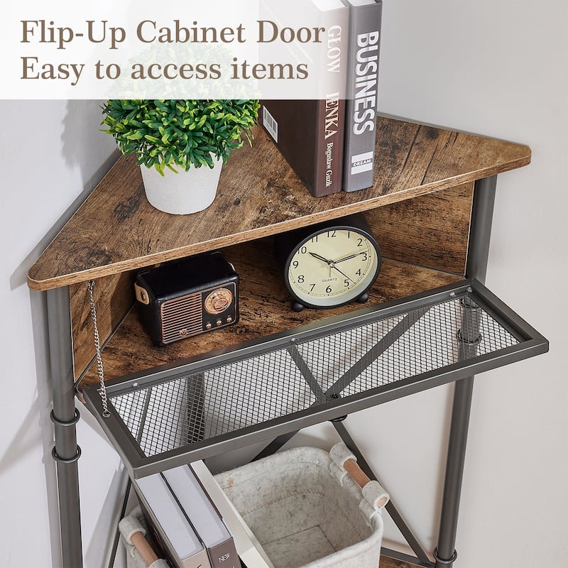 VECELO Modern Side Table Corner Tables with 3-Tier Storage Shelves