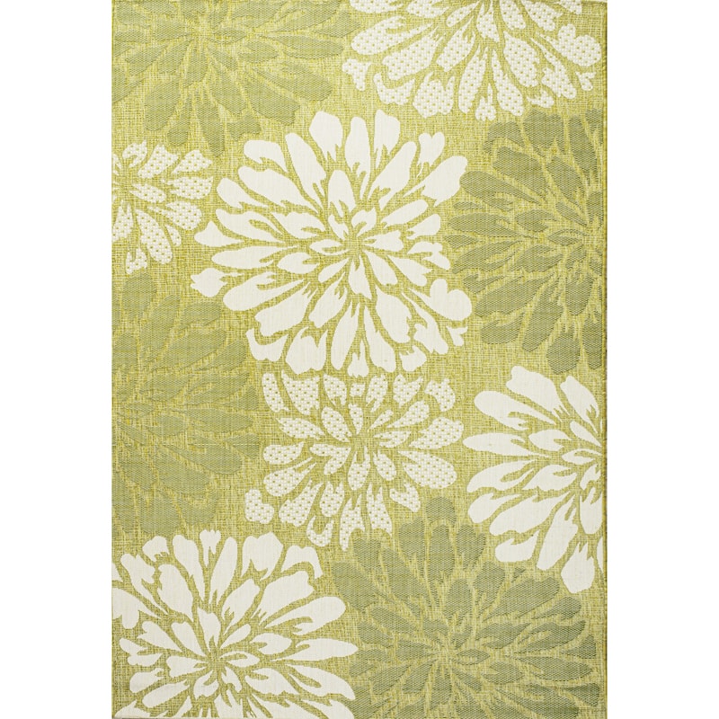 JONATHAN Y Floral Textured Weave Indoor/Outdoor Area Rug - 3 X 5 - Green/Cream