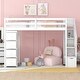 preview thumbnail 2 of 9, Twin size Loft Bed with Storage Drawers, Kid's Bed with Stairs, Pine Wooden Bed Frame with Shelves for Bedroom, White