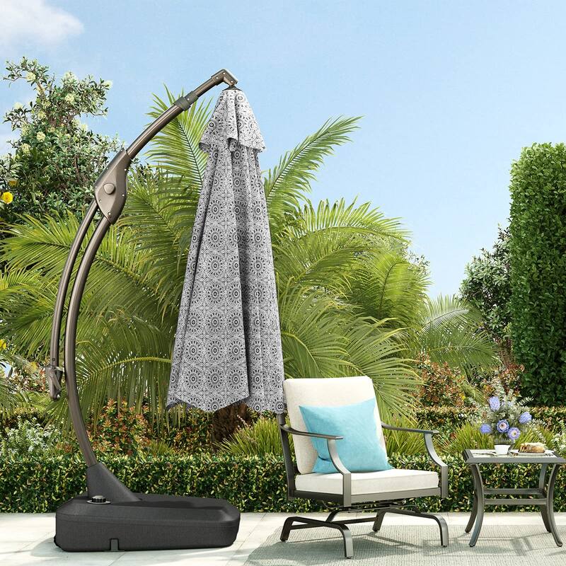Cantilever Outdoor Umbrella with Base , Aluminum Offset Umbrella
