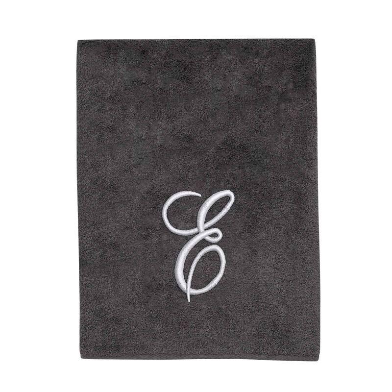 Avanti Granite with Silver Script Monogram Bath Towel Letter E - Bath Towel