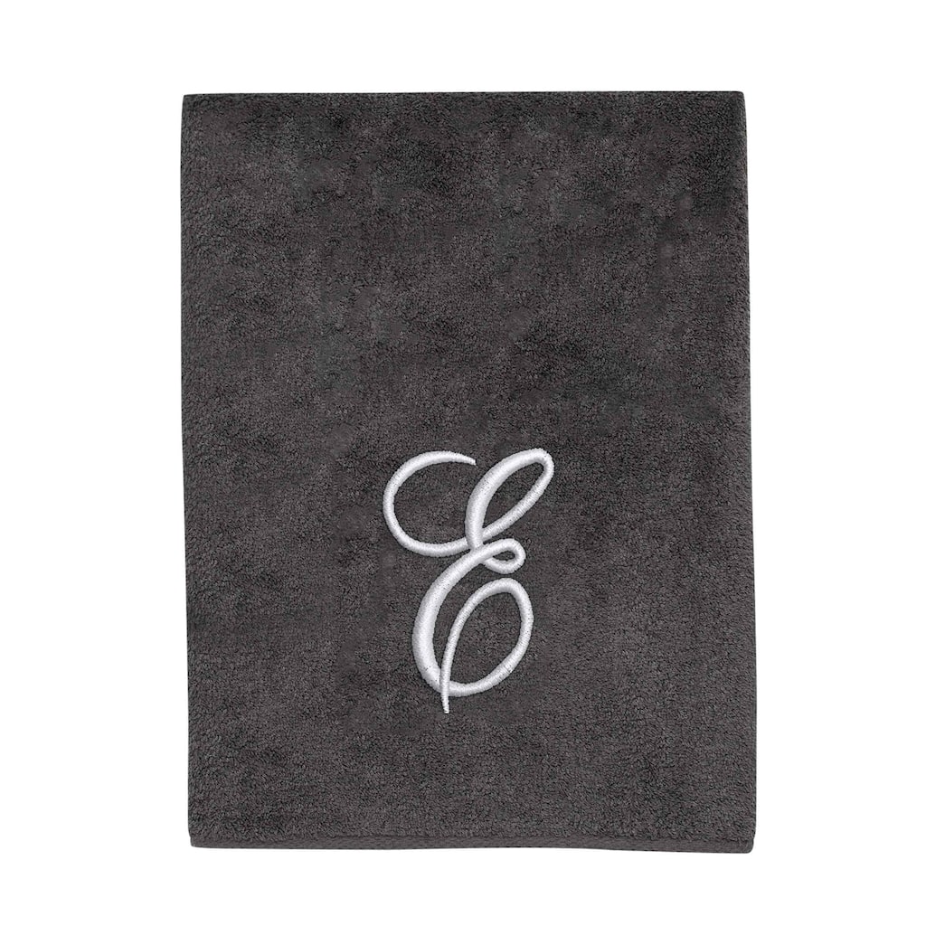 Avanti Granite with Silver Script Monogram Bath Towel Letter E - Bath Towel
