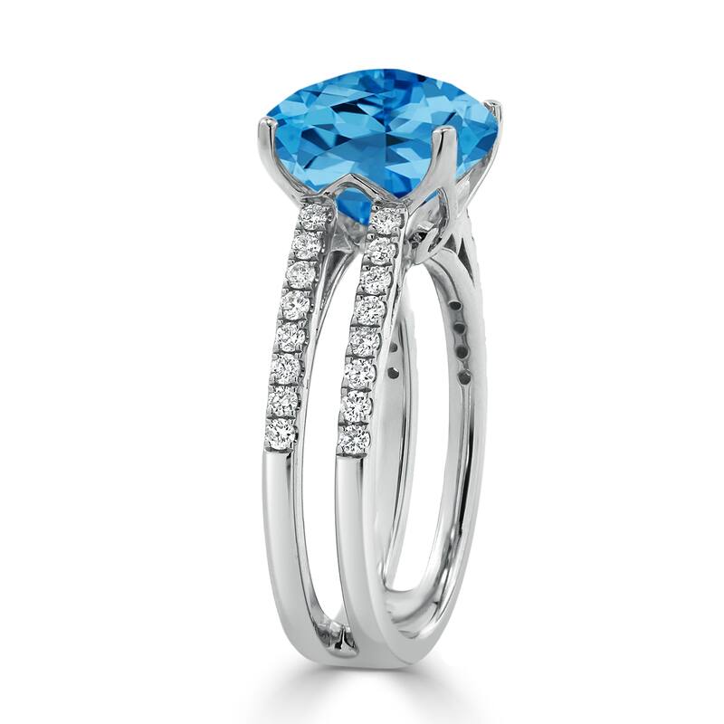 Auriya Modern 5ct Cushion-cut Swiss Blue Topaz and Diamond Engagement Ring 1/4cttw 14k Gold