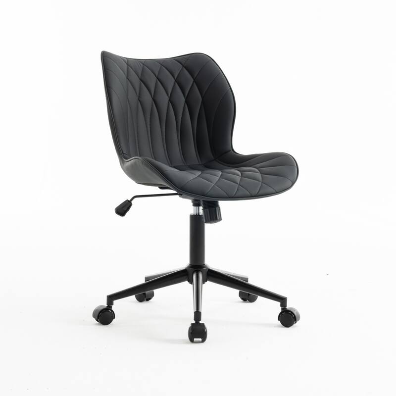 Faux Leather Office Chair with Wheels, Upholstered Task Chair