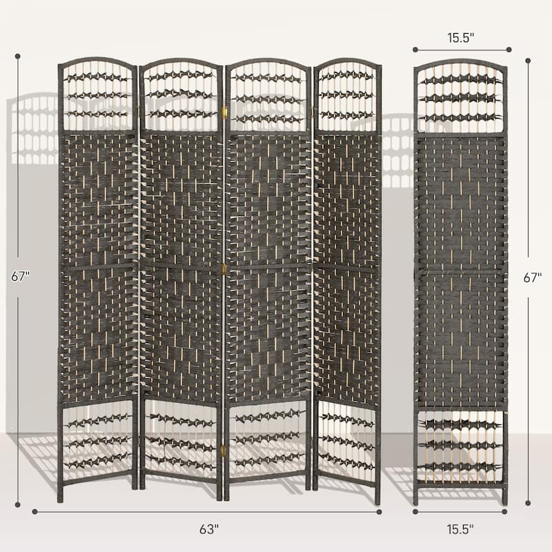 HOMCOM Panel Room Divider, 5.6 Ft Tall Folding Privacy Screen, Wave Fiber Freestanding Partition Wall Divider, White