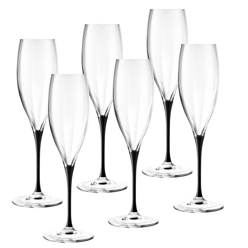 Majestic Gifts European Glass Toasting FlutesBlack Stem11OzSet/6