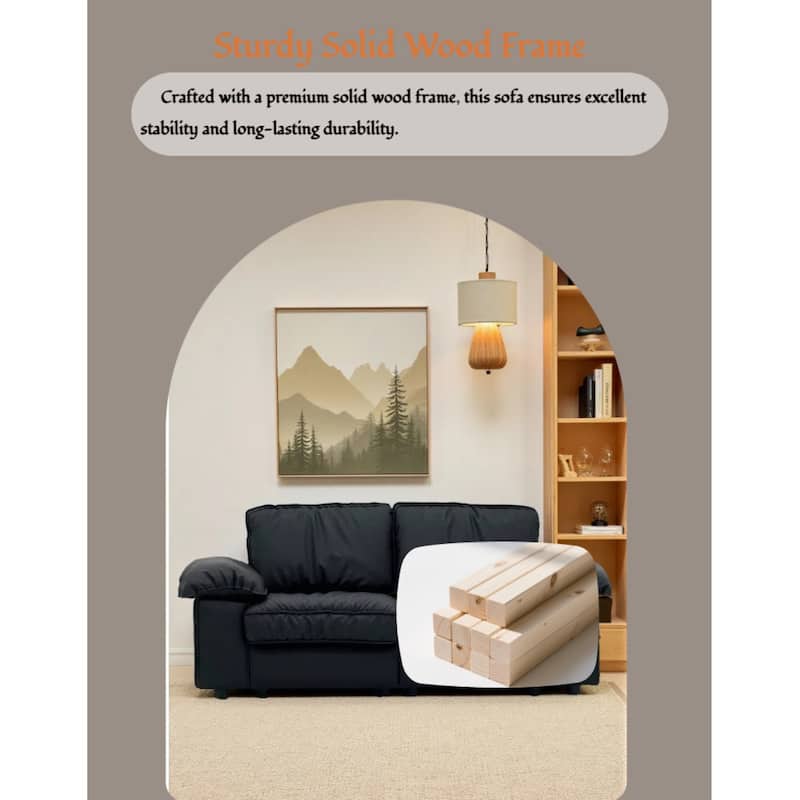 Roomfitters Modern Overstuffed Upholstered Loveseat with Padded Pillow Arms, Comfortable 2 Seater Couch for Living Room