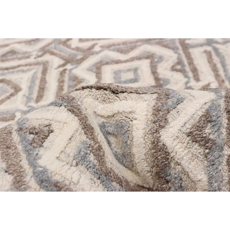ECARPETGALLERY Hand-knotted Tangier Cream Wool Rug - 5'0 x 8'2