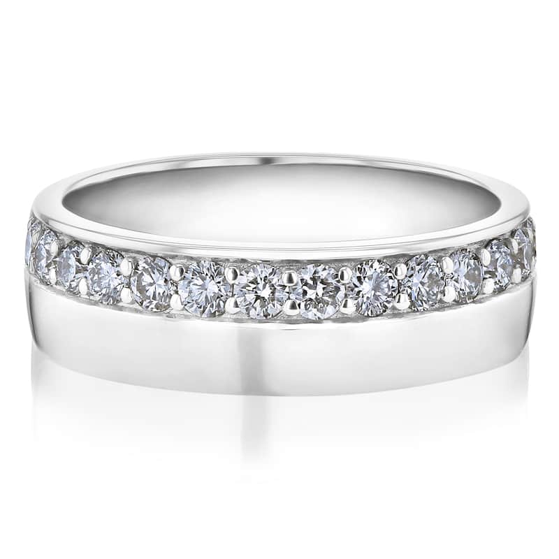 Kobelli 0.50 Carats Lab Grown Diamond Solid 14k Gold Wide Cigar Band Nico Ring - 4 - White
