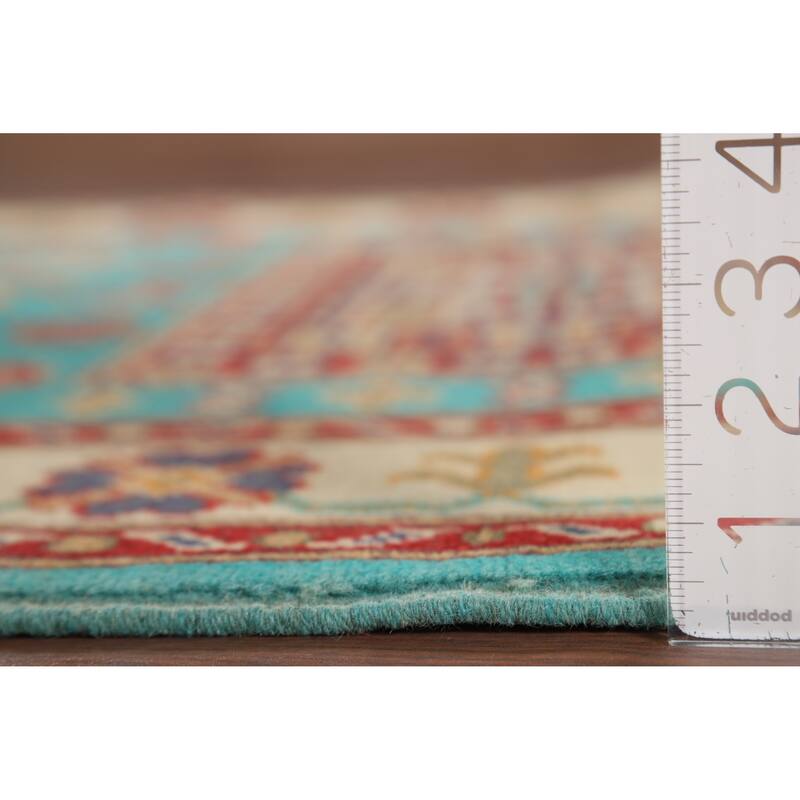 Turquoise Blue Kazak Accent Rug Handmade Wool Carpet - 3'4" x 5'1"