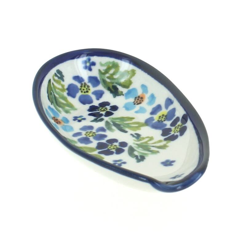 Blue Rose Polish Pottery 1015 Zaklady Small Spoon Rest - Vintage Violet