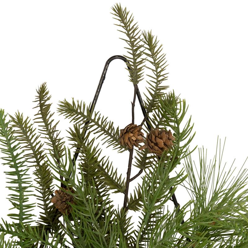 21" Pine Christmas Tree Wall Hanging Decoration with Pinecones