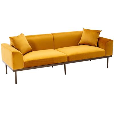 Velvet Sleeper Sofa, with Metal Legs, Modern Loveseat Sofa Couch with Pillows and Seat Cushions, for Living Room, Bedroom