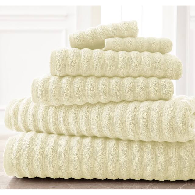 Modern Threads Wavy Luxury Spa Collection 6-piece Quick Dry Towel Set - Ivory