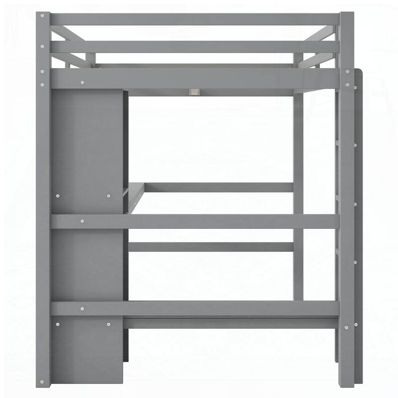 Loft Bed with Multifunction Shelves and Under-bed Desk