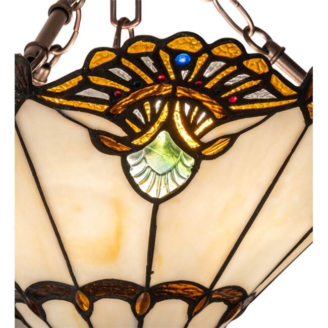Meyda Tiffany 218495 Shell and Jewels 3 Light 16" Wide Semi-Flush