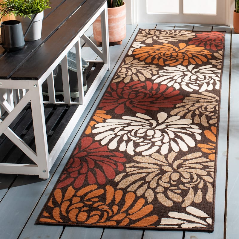 SAFAVIEH Veranda Vendela Indoor/ Outdoor Waterproof Patio Backyard Rug - 2'3" x 12' Runner - Chocolate/Terracotta