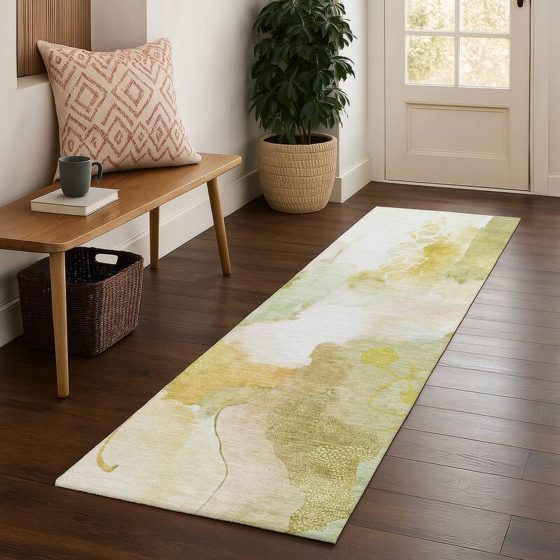 Premium Washable Super Soft Abstract Contemporary Mayfield Rug - Fern - 2'3" x 7'6"