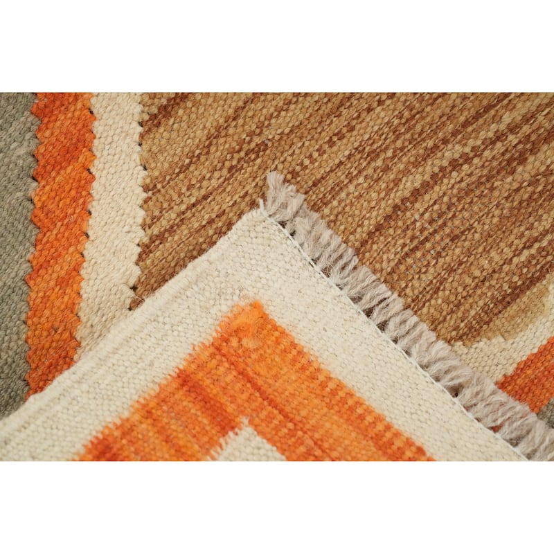 Hand Woven Oriental 100% Wool Carpet Southwestern Modern Greys & Charcoal Kilim Area Rug - 5' 10'' X 3' 10''