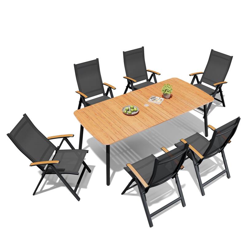 Outdoor 7/9-Piece Patio Dining Set Aluminum Dining Table and Folding Chairs