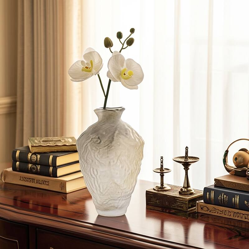Glass Decorative Vase Contemporary Swirl Flower Pattern Centerpiece