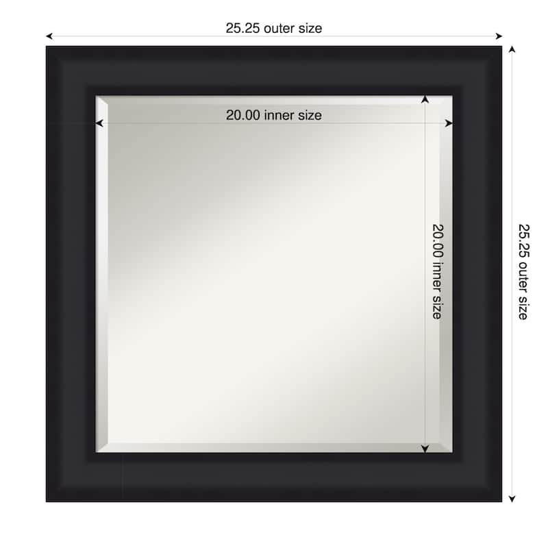 Oliver Beveled Wood Framed Wall Mirror - 25 x 25 in - Oliver Black