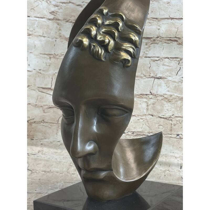 Abstract Metal Face Art Sculpture Bronze By Salvador Dali Home Decoration