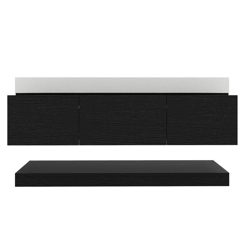 Moasis 48 Inch Floating Wall Mounted Bathroom Vanity with 3 Drawers