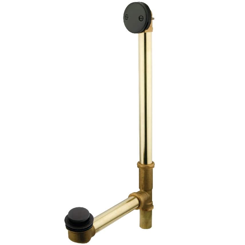 Kingston Brass 20" Brass Bathtub Drain with Overflow and Toe Operated