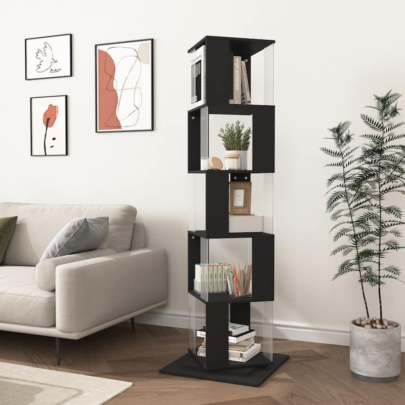 Floor Rack Simple Bookcase with Acrylic plate Student Multi-Function Creative Bookshelf for Living Room